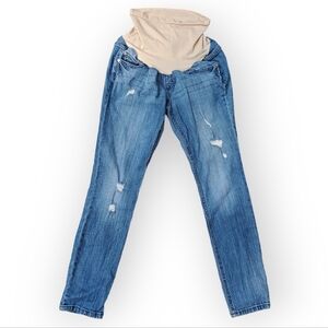 Indigo Blue Maternity Jeans M Distressed